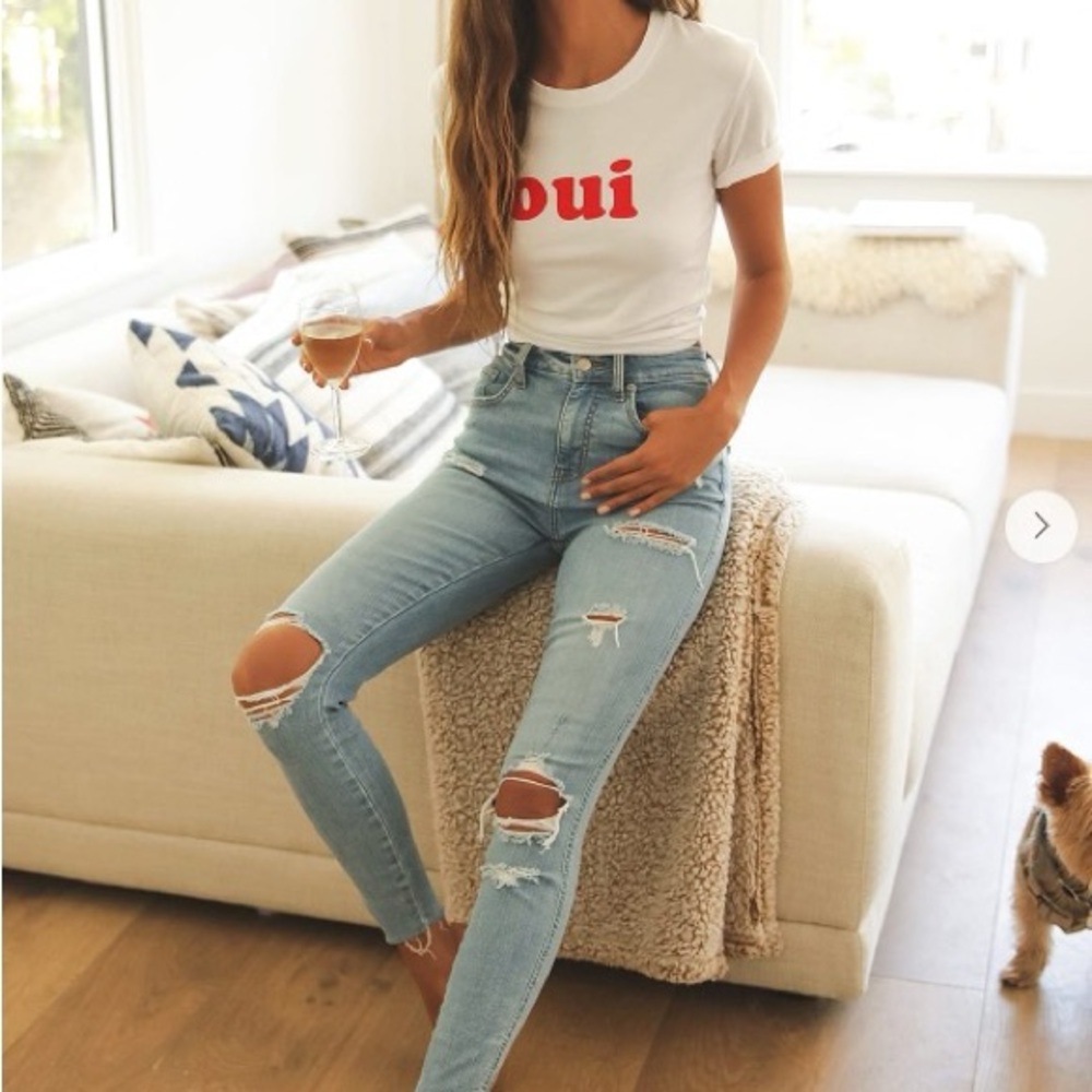 Light Blue Distressed Skinny Jeans